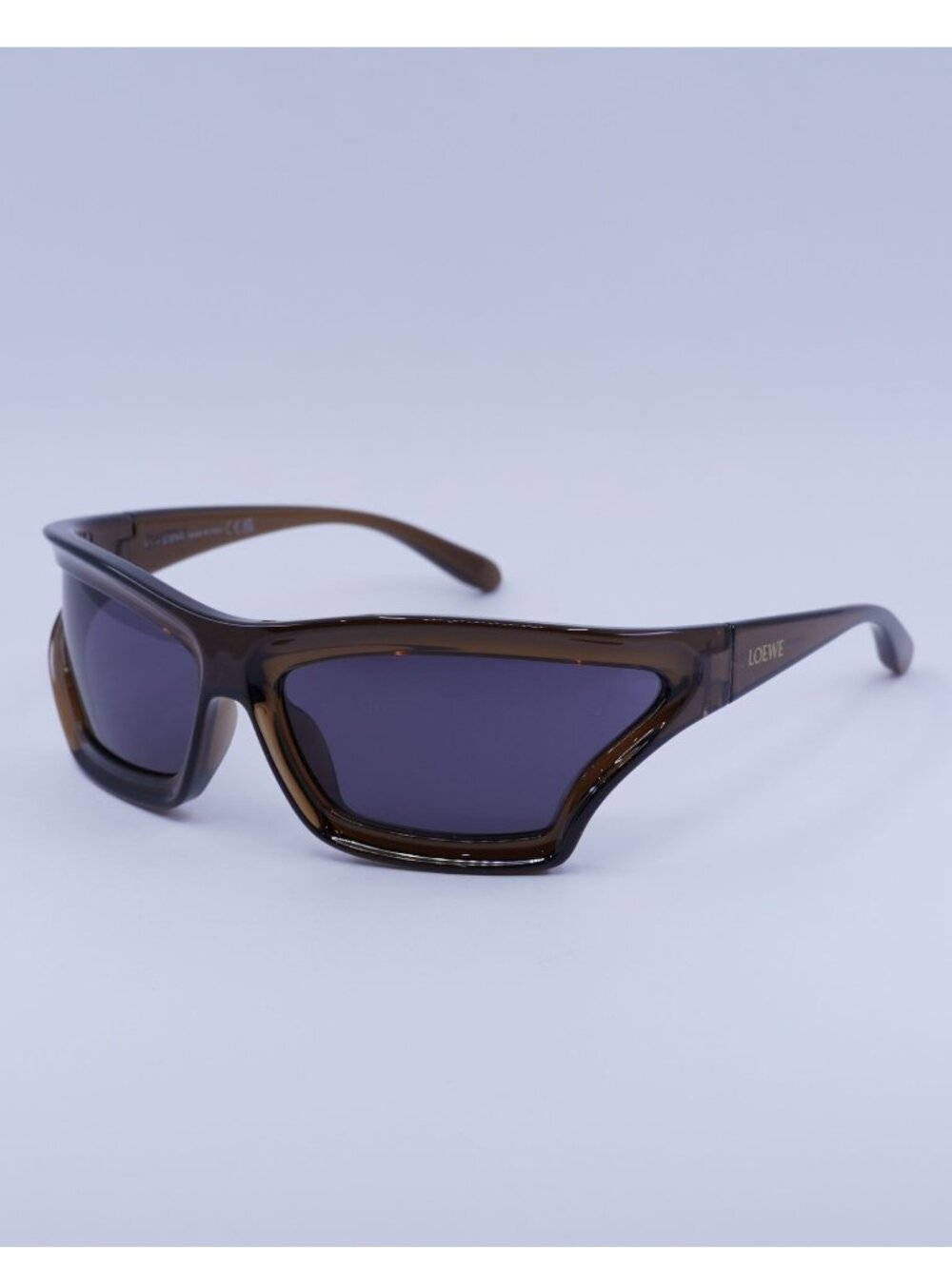 Loewe LW40143U 47A Sunglasses Brown Shield Frame, Grey Lenses